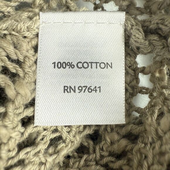 J Jill Pure Jill Pullover Open Knit Hooded Sweater Tan Cotton Women's M - NWT - Picture 4 of 11